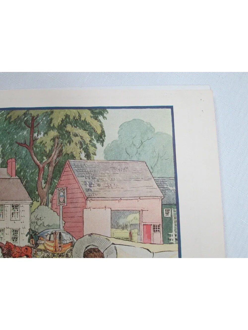 Antique Edward Penfield Color Litho Art Print 9 x 12 INN ON THE BOSTON POST 1804